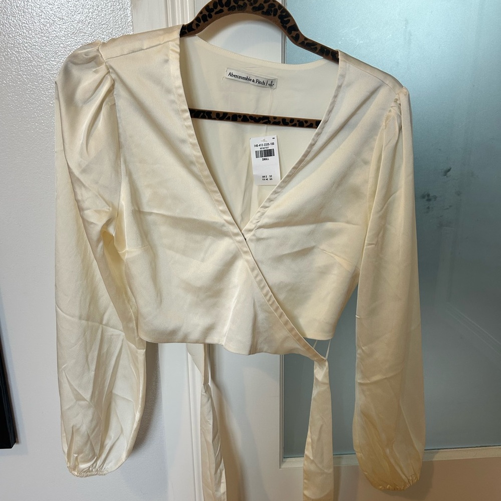 Abercrombie & Fitch Ivory Blouse with Leopard Accent